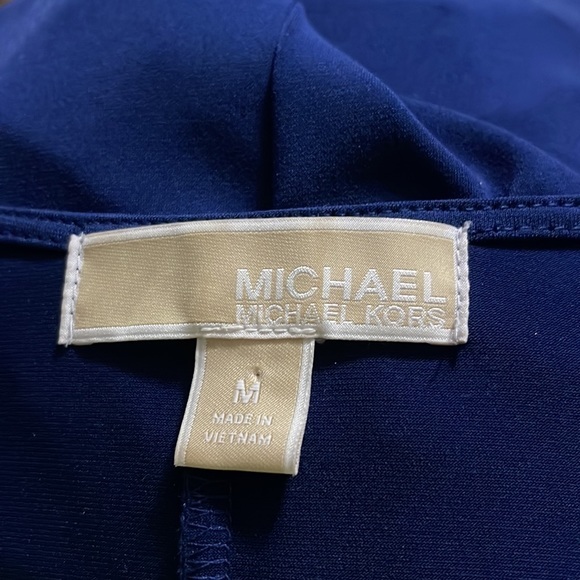 Michael Kors Long Sleeve Blue Cascade Wrap Dress - Picture 7 of 8